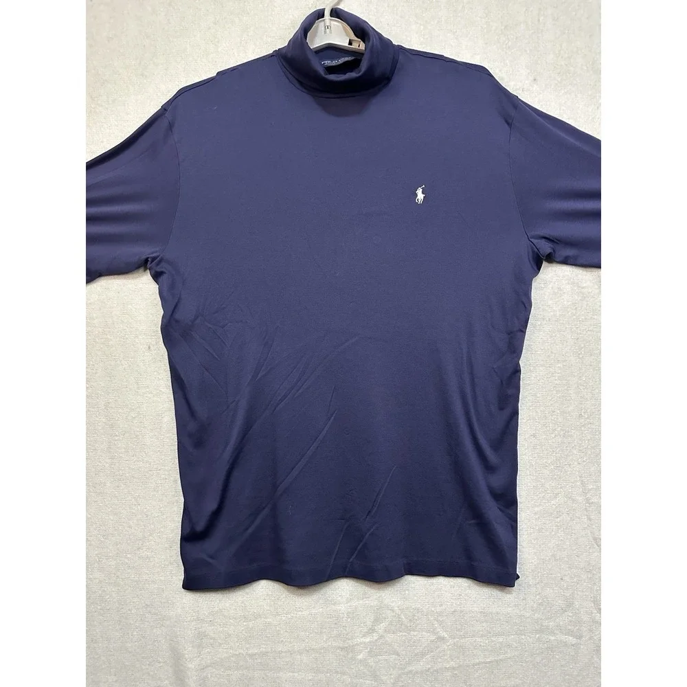 Polo Golf Ralph Lauren Mens XL Navy Blue Long Sleeve‎ Turtleneck Cotton Pullover